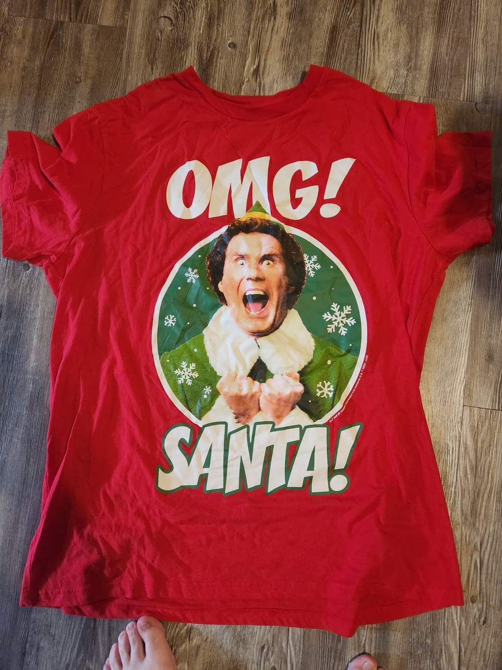 Red "OMG Santa!" Graphic Holiday Tee